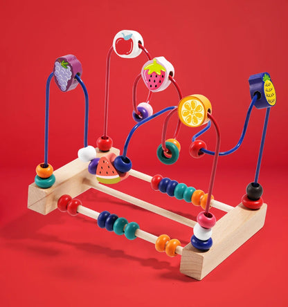 Wooden Toys Bead Maze Colorful Animals Fruits Shapes Educational Counting Learning Circle Toys Kids Classic Gifts for Toddlers