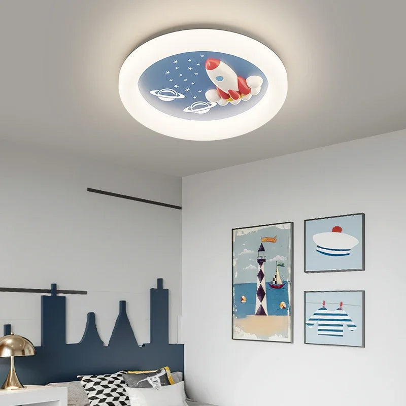 Modern Rocket Cloud Ceiling Lights Boys and Girls Bedroom Decor Light LED Warm Romantic Nursery Children's Room Ceiling Lamps