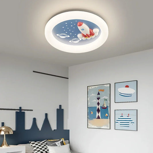Modern Rocket Cloud Ceiling Lights Boys and Girls Bedroom Decor Light LED Warm Nursery Children's Room Ceiling Lamps
