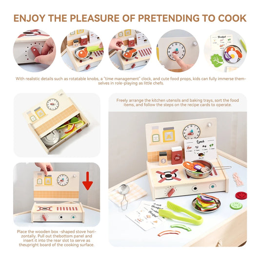 Wooden Kitchen Simulation Toy Set Baby Pretend Play Game Montessori Interactive Toys For Children Baby life Skills learning Toys