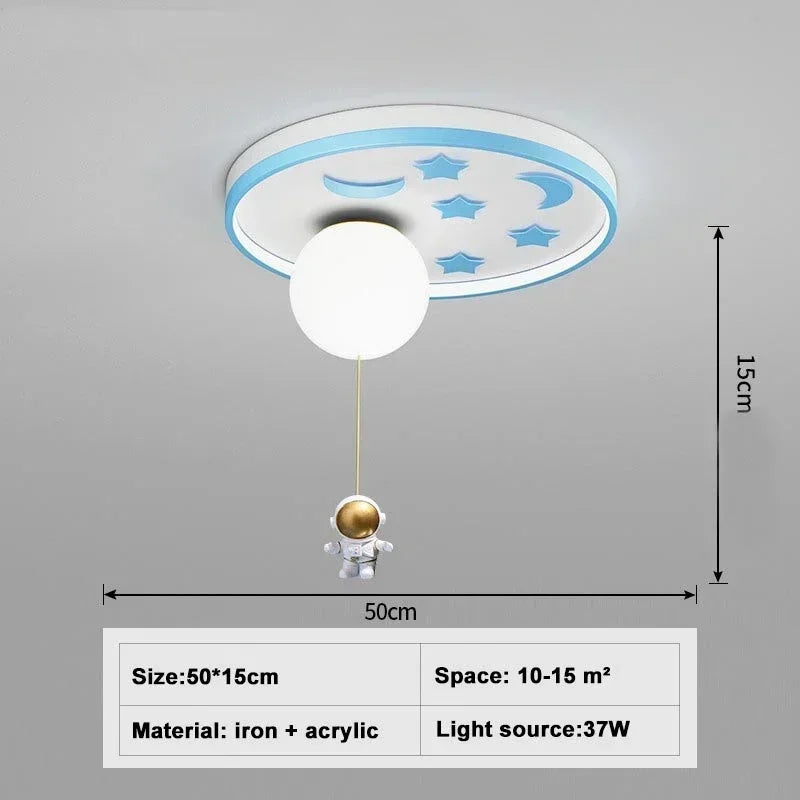 Modern European Modern Children's Moon Lustre Led Lights Astronaut Bedroom Chandeliers Decoration Ceiling Lamps For Room Home-ap