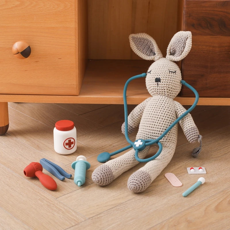 Baby Silicone Doctors Toys Pretend Playing Kids Role Play Pretend Playing Doll Accessories Learning Education Toys Babies Gifts