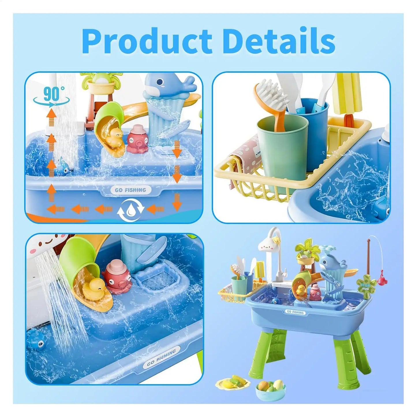 Outdoor Water Play Table for Boys Girls Sensory Activity Toys summer Outside Backyard Beach Park Daycare Preschool Patio