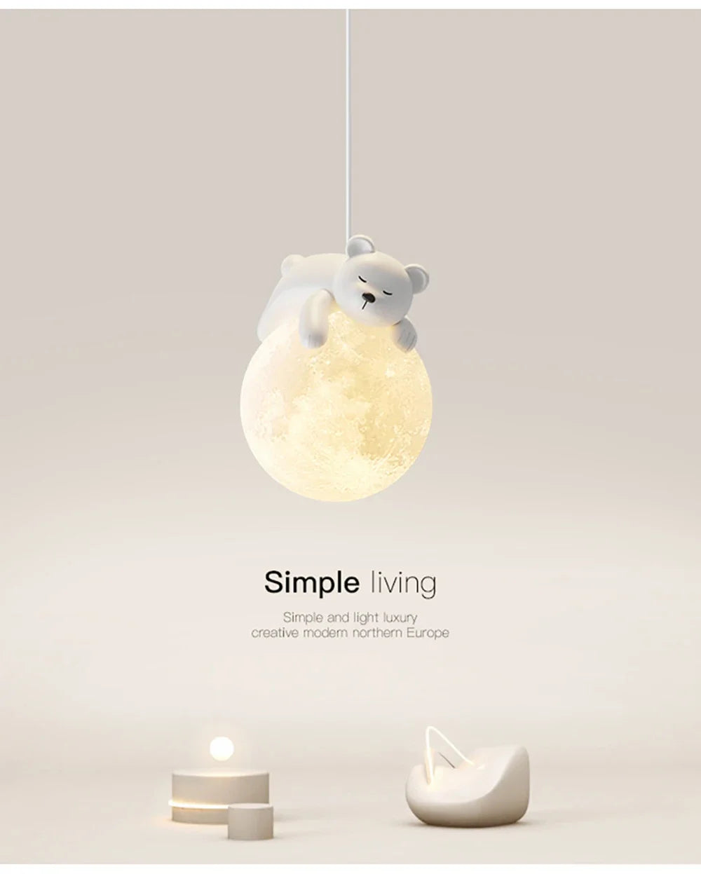 Nordic Little Bear LED Pendant Lamp Cute Rabbit For Hanging Lamp Dining Room Child Bedroom Bedside Chandelier Home Decor Fixture