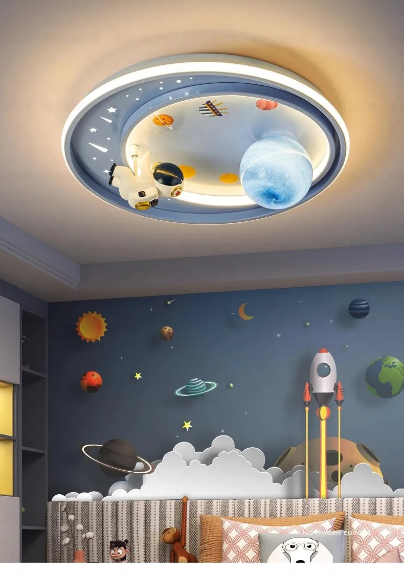 Children's Room Bedroom Ceiling Lights LED Moon Astronaut Unicorn Light Warm Romantic Baby Room Boy Girl Bedroom Ceiling Lamps