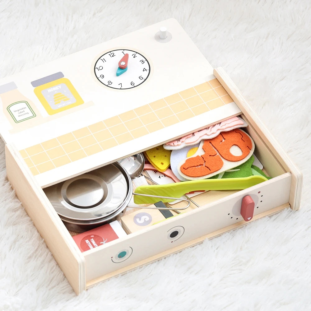 Wooden Kitchen Simulation Toy Set Baby Pretend Play Game Montessori Interactive Toys For Children Baby life Skills learning Toys