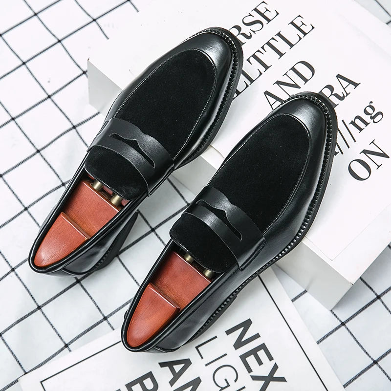 Summer Men Genuine Leather Casual Shoes Mens Wedding Black Dress Shoes Mens Banquet Loafers Blue Outdoor Walking Shoes Big Size