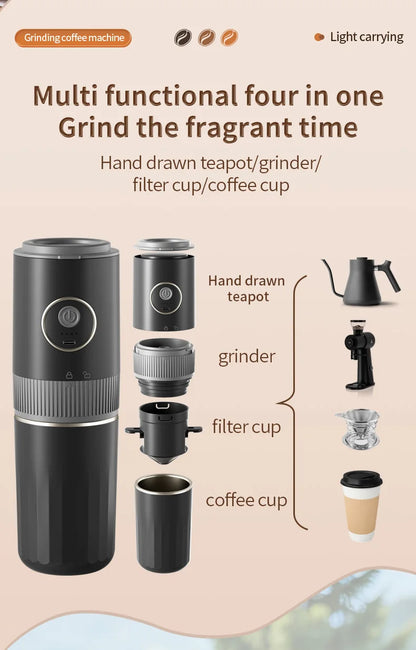 3-in-1 Capsule Coffee Maker Portable Espresso Coffee Machine for Car & Home Camping Coffee Maker Type-c Rechargeable Automatic
