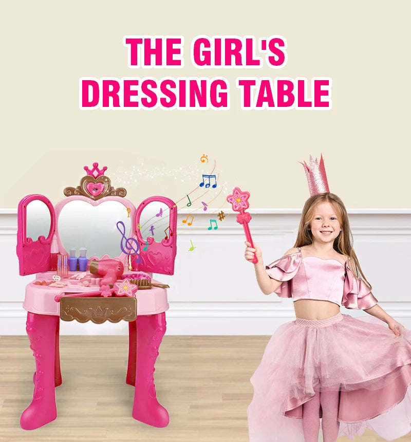 Girls Makeup Toys Woman Career Role Play Toys Inductive Door-opening Pretend Beauty and Fashion Sets Hair Styling for Kids Child