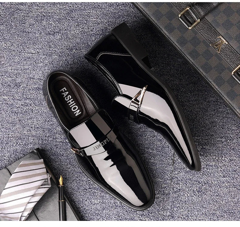 2026 Leather Shoes for Men Patent Leather Mens Casual Oxford Shoes Moccasin Glitter Male Footwear Designer Business Casual Shoes