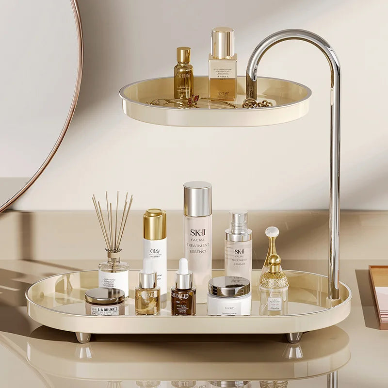 Makeup Organizer Tray Cosmetic Jewelry Lipstick Skincare Storage Shelf Perfume Watches Glasses Keys Rack Home Bathroom Holder