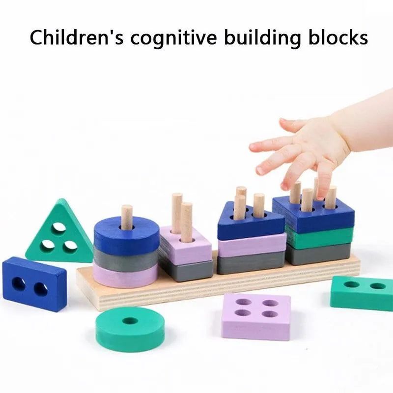 Toy Wooden Building Blocks Toys Color Shape Match Puzzle Toys for gifts Boys Girls