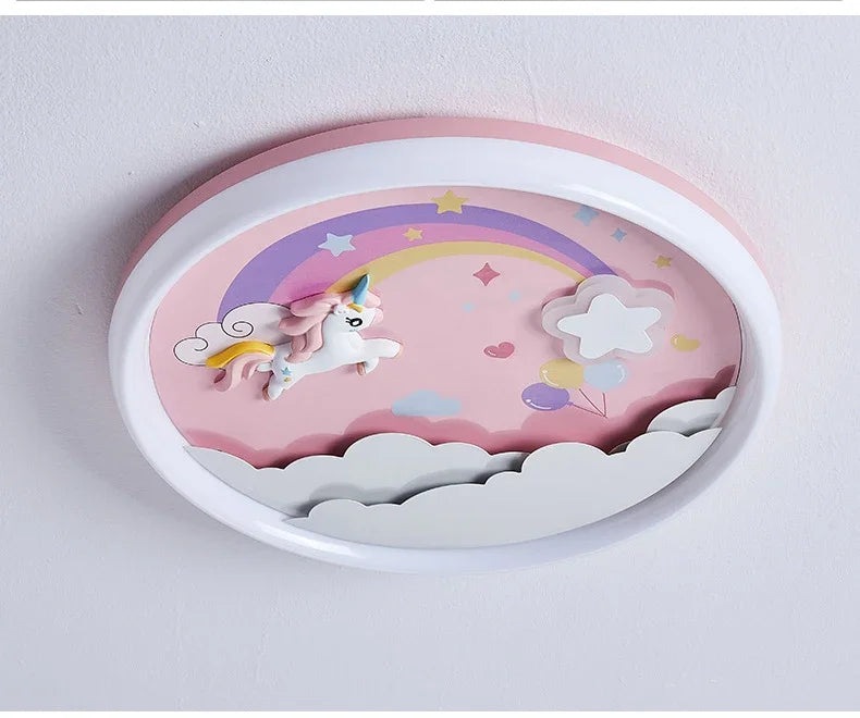 2026 Pink Rainbow Unicorn Light Princess Room Ceiling Lamps LED Warm Cute Nursery Children's Room Girl Bedroom Pegasus Ceiling L