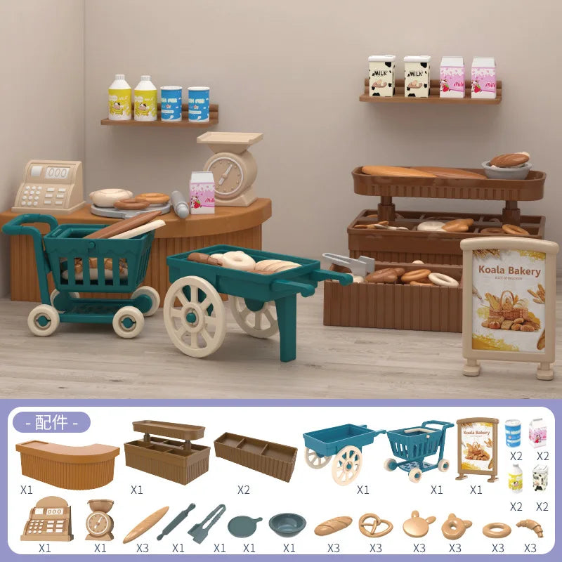 Mini supermarket shopping games dollhouse furniture accessories Intellectual education toys for kid family interaction toys