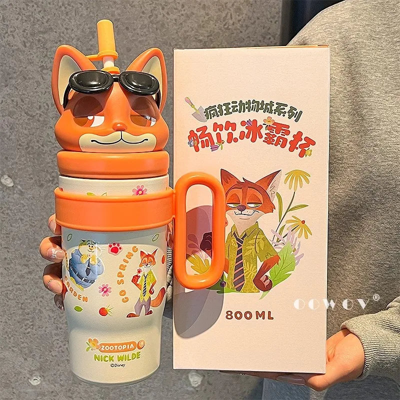 Adorable Animal Design Straw Tumbler, Leakproof Insulated Cup Student Gift