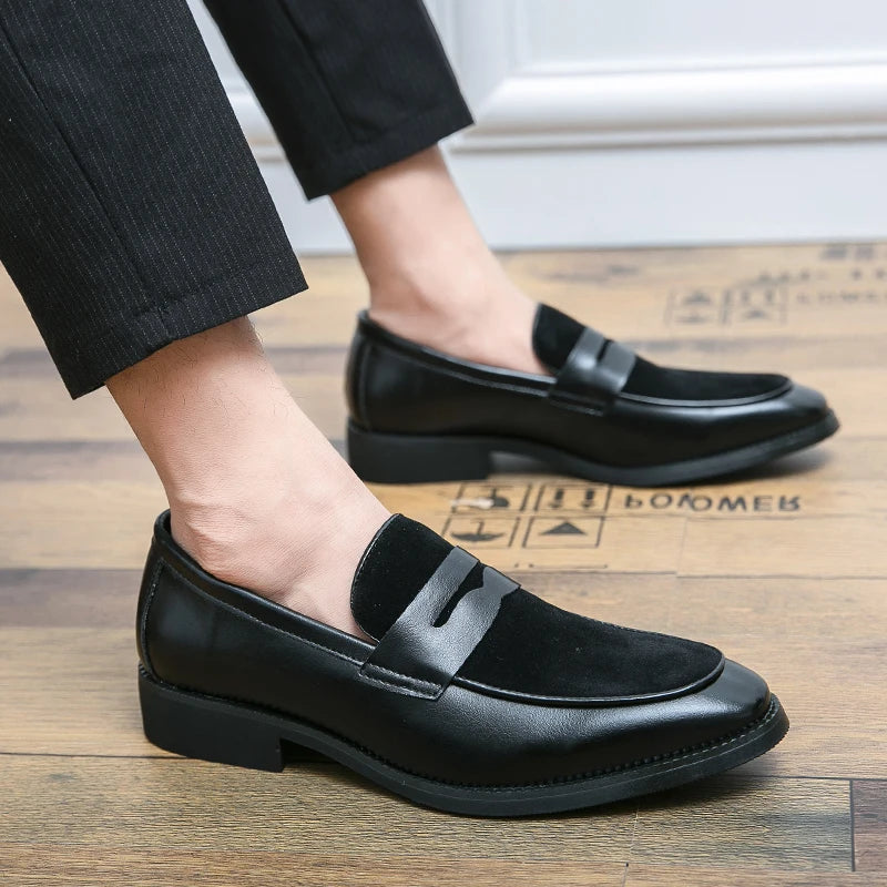 Summer Men Genuine Leather Casual Shoes Mens Wedding Black Dress Shoes Mens Banquet Loafers Blue Outdoor Walking Shoes Big Size