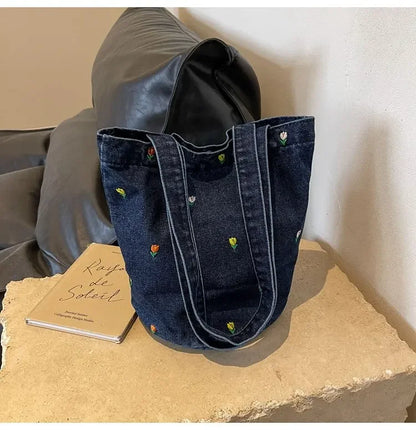 Women Shoulder Bag Large Capacity Denim Tote Bag Fashion Underarm Harajuku Handbag Clutch Bags Simple Female Commuter bags 2026