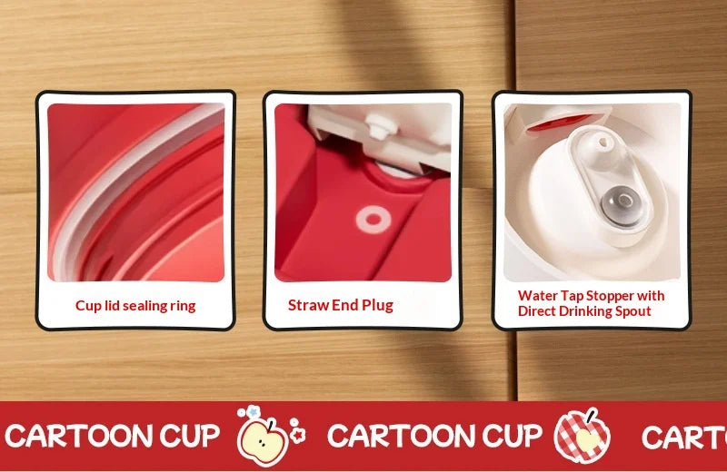 Cute Double Opening Insulated Tumbler for Women & Children with Straw and Sip Lid Portable Coffee Water Bottle Gift Idea