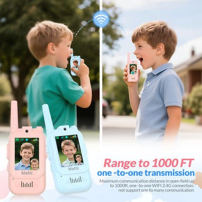 Mafiti Toys for Boys Girls Mini Video Walkie Talkies for Kids 2 Pack Rechargeable 1000 Feet Range Birthday Indoor Outdoor