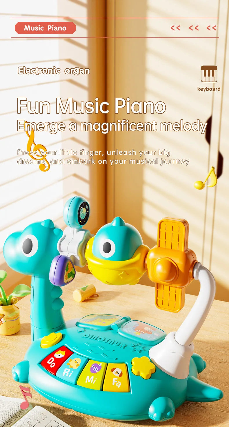 Baby Piano Toys Kids Rotating Music Piano Keyboard With Light Sound, Musical Toys For Toddlers, Early Educational Music Toy