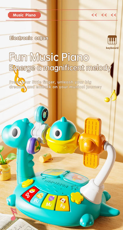 Baby Piano Toys Kids Rotating Music Piano Keyboard With Light Sound, Musical Toys For Toddlers, Early Educational Music Toy