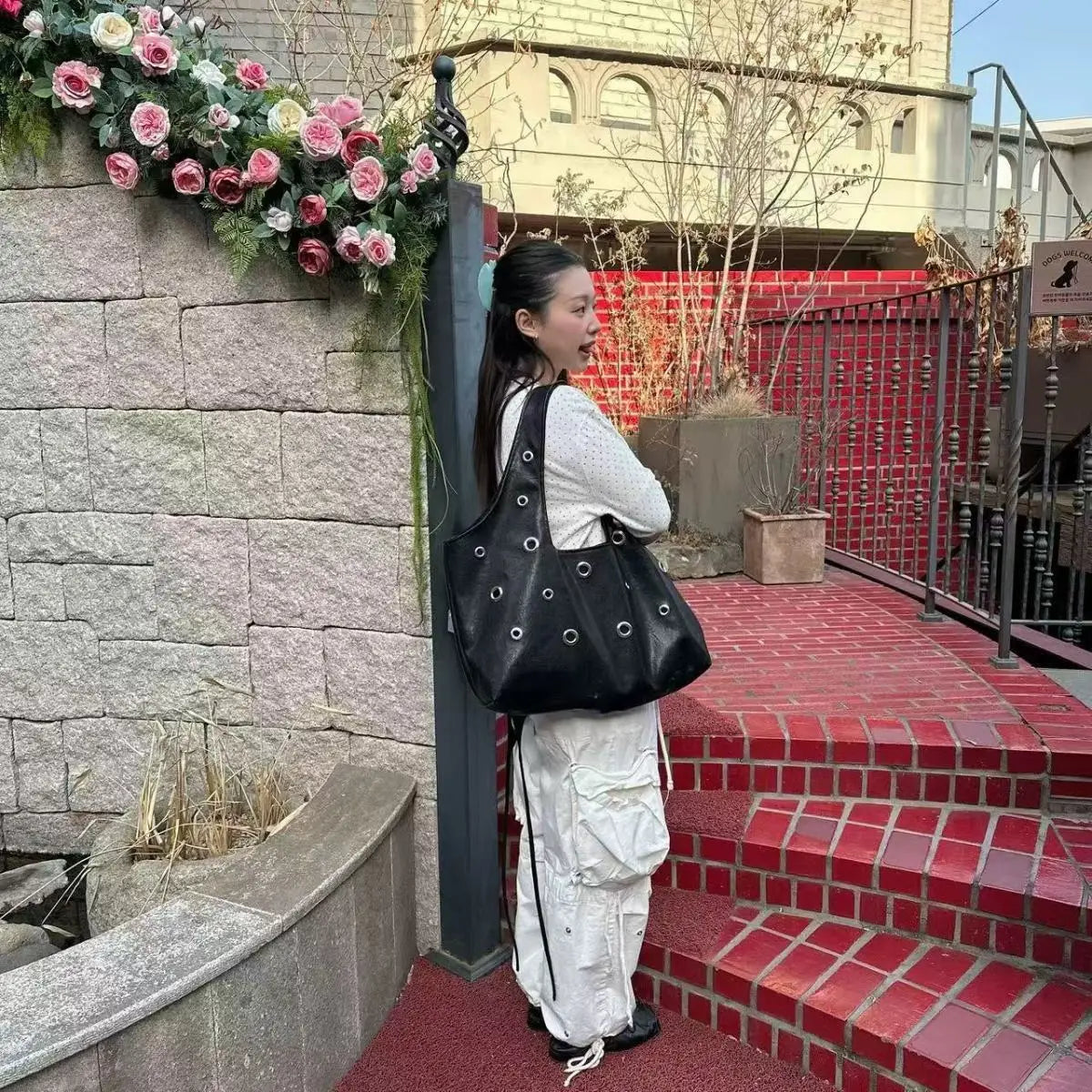 Women Bag 2026 New Fashion PU Rivet High-Capacity Shoulder Bag Handbag Simple Office Lady Women Bags