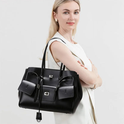 New Women's Tote Bag, Fashionable and Simple Casual Bag, High-End Shoulder Bag, Large-Capacity Commuter Bag, Trendy Handbag, Water-Repellent Shopping Bag