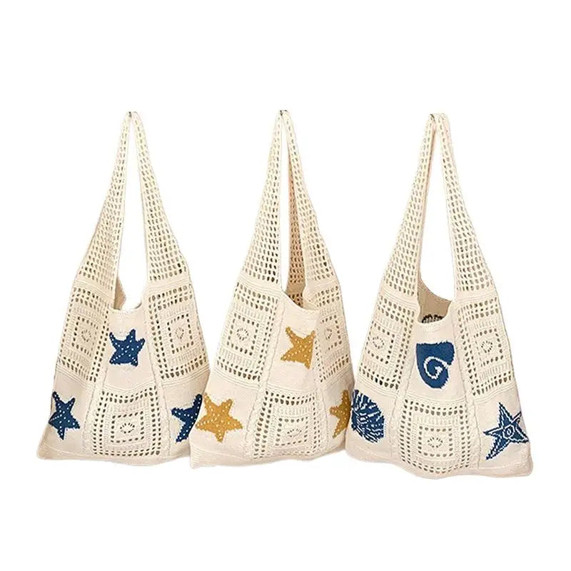 Designer Knitted High-capacity Tote Bags Women's Summer Beach Bag Casual Hollow Woven Underarm Shoulder Bag
