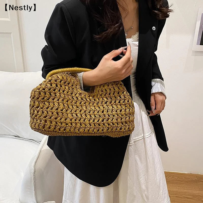 Elegant Woven Handbag Female Beach Straw Underarm Bag Versatile Exquisite Shoulder Bags Evening Bags For Women Gifts