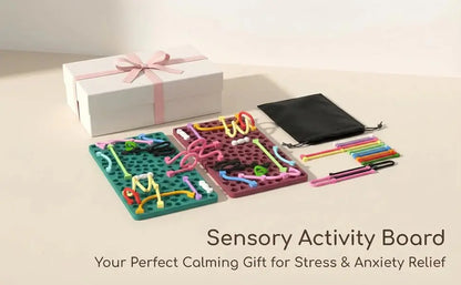 Sensory Activity Board, Silicone Quiet Fidget Toy for ADHD Autism Stress Relief, Easter Basket Stuffers for Toddlers Kids Teens
