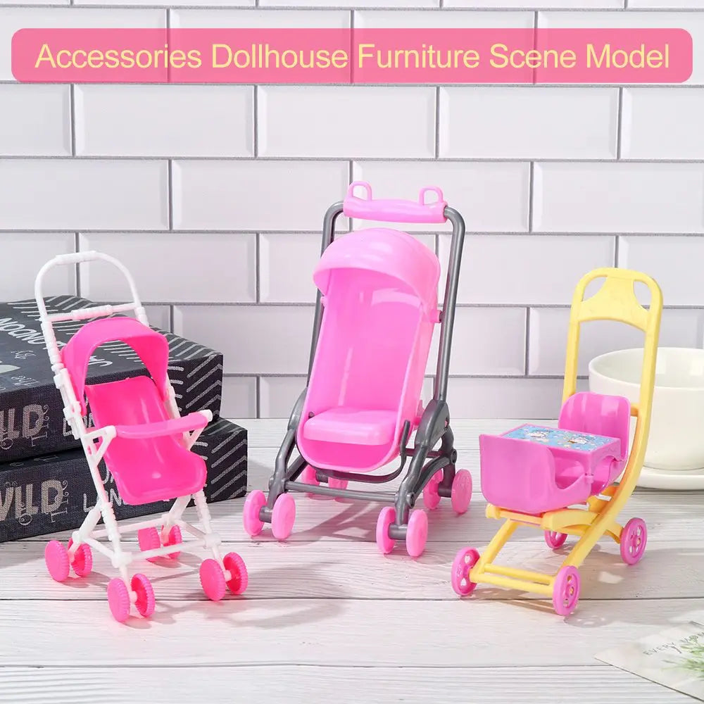Dollhouse Furniture Scene Model Playing House Photo Props Toys Miniature Baby Stroller Infant Carts Dolls Accessories