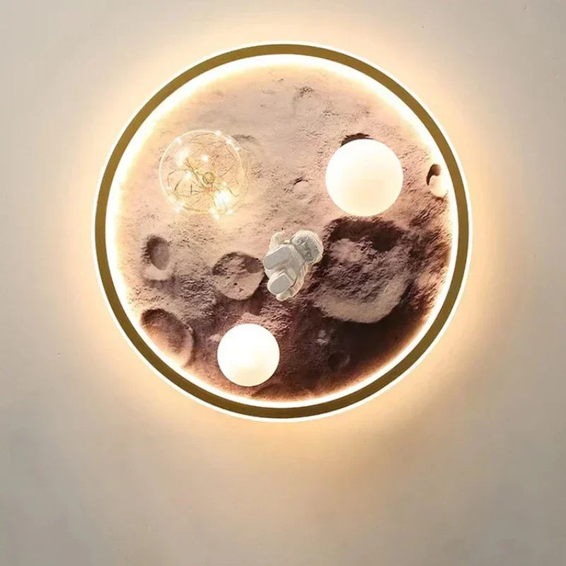 Modern European Modern Children's Moon Lustre Led Lights Astronaut Bedroom Chandeliers Decoration Ceiling Lamps For Room Home-ap