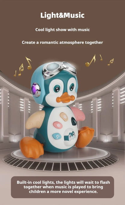 Interactive Walking Penguin Toy, Dancing Musical Baby Toy with LED Lights, Encourages Crawling Learning for Toddlers Infant Kids