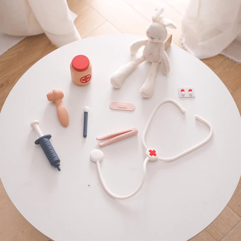 Baby Silicone Doctors Toys Pretend Playing Kids Role Play Pretend Playing Doll Accessories Learning Education Toys Babies Gifts