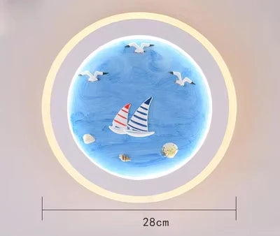 Marine Decorative Wall Lamps Mediterranean Bedside Cartoon LED Lighting Bedroom Background Lamp Cute Children's Room Wall Lights