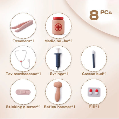 Baby Silicone Doctors Toys Pretend Playing Kids Role Play Pretend Playing Doll Accessories Learning Education Toys Babies Gifts