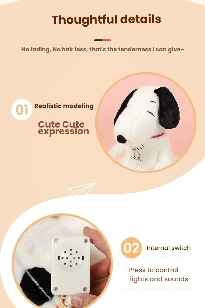 In stock 2026 new luminous breathing Snoopy plush toy baby sleep assistance exquisite soothing doll children's bedtime gift