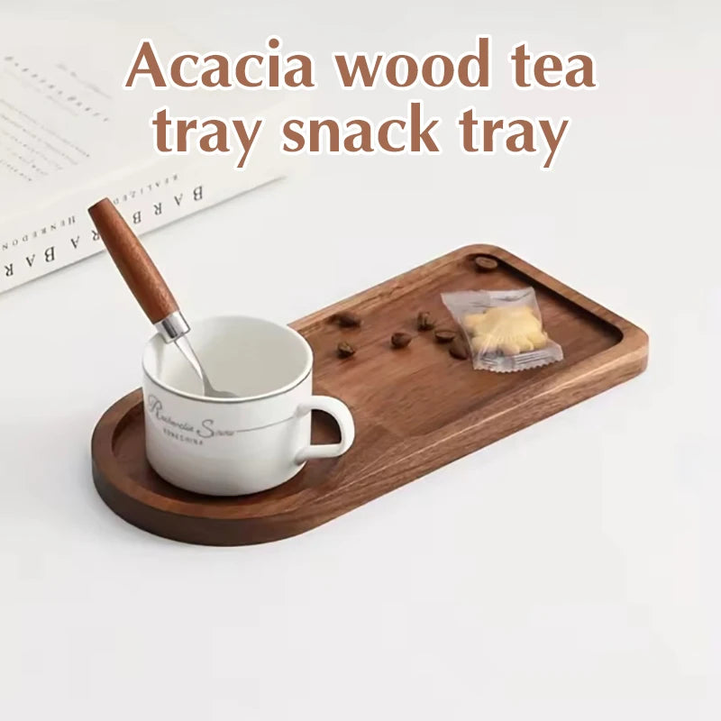 Wooden Coffee Tray Breakfast Serving Plate Hospitable Coffeeware Teaware Decoration Table Accessory for Home