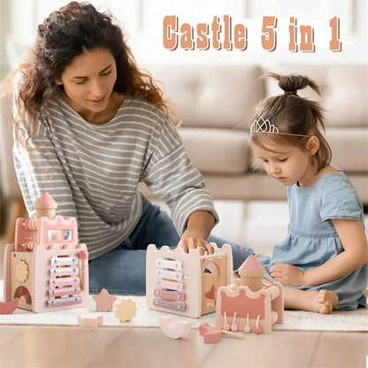 Wooden Montessorri Toys Five-in-one Multifunctional Baby Toys Exercise Children's hand-eye Coordination Logic Imagination Space
