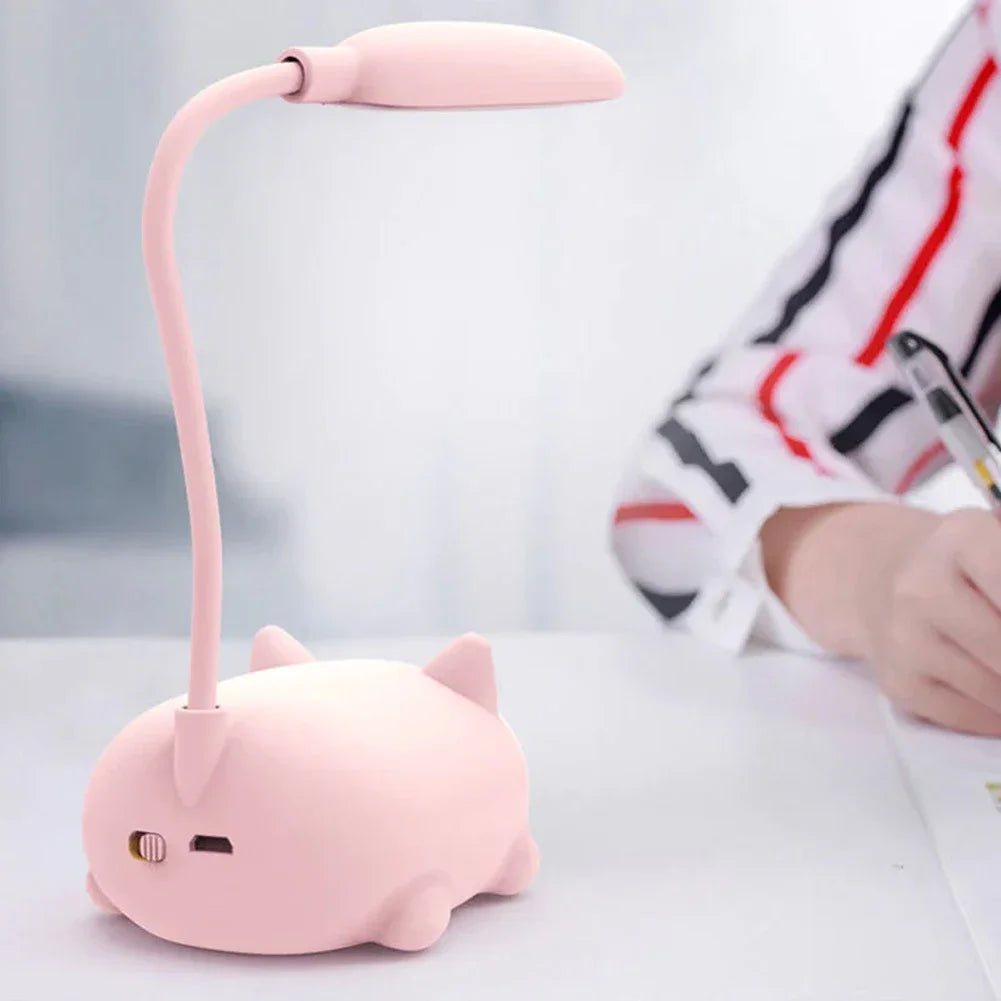 Mini cat Usb Recharge Battery Led Table Night Light Child Eye Protection Warm White Desk Lamp