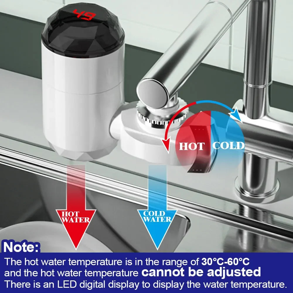 Electric Kitchen Water Heater Tap Instant Hot Water Faucet Heater Cold Heating Faucet Tankless Instantaneous Water Heater Home