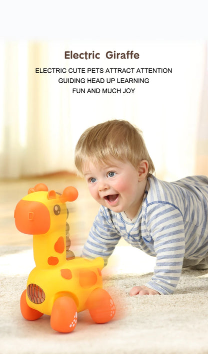 Giraffe rope toy with light, music, electric crawling toy, children's puzzle early education luminous toy