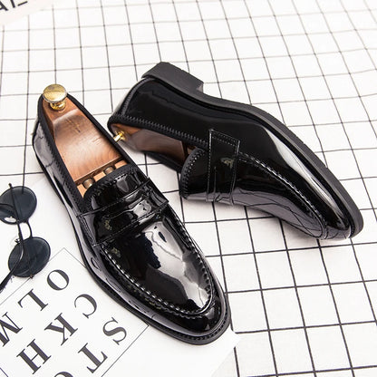 Summer Men Genuine Leather Casual Shoes Mens Wedding Black Dress Shoes Mens Banquet Loafers Blue Outdoor Walking Shoes Big Size