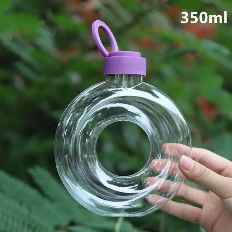 350ML Cute Donut Kids Water Bottle Leak-Proof Travel Cup Children Anti Fall Transparent Drinking Bottle Sports Water Bottle
