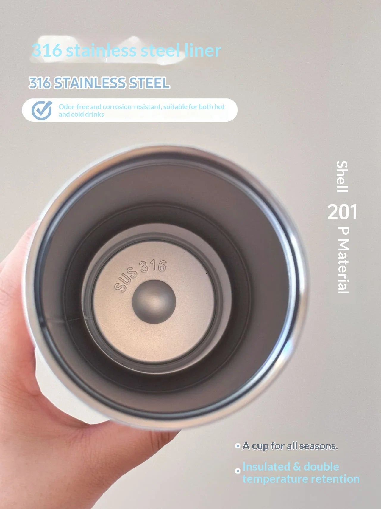 316 Stainless Steel Tumbler Large Capacity Thermal Bottle Double Vacuum Flasks Keep Cold Thermos Cup DIY Gift Mug Coffee Cup