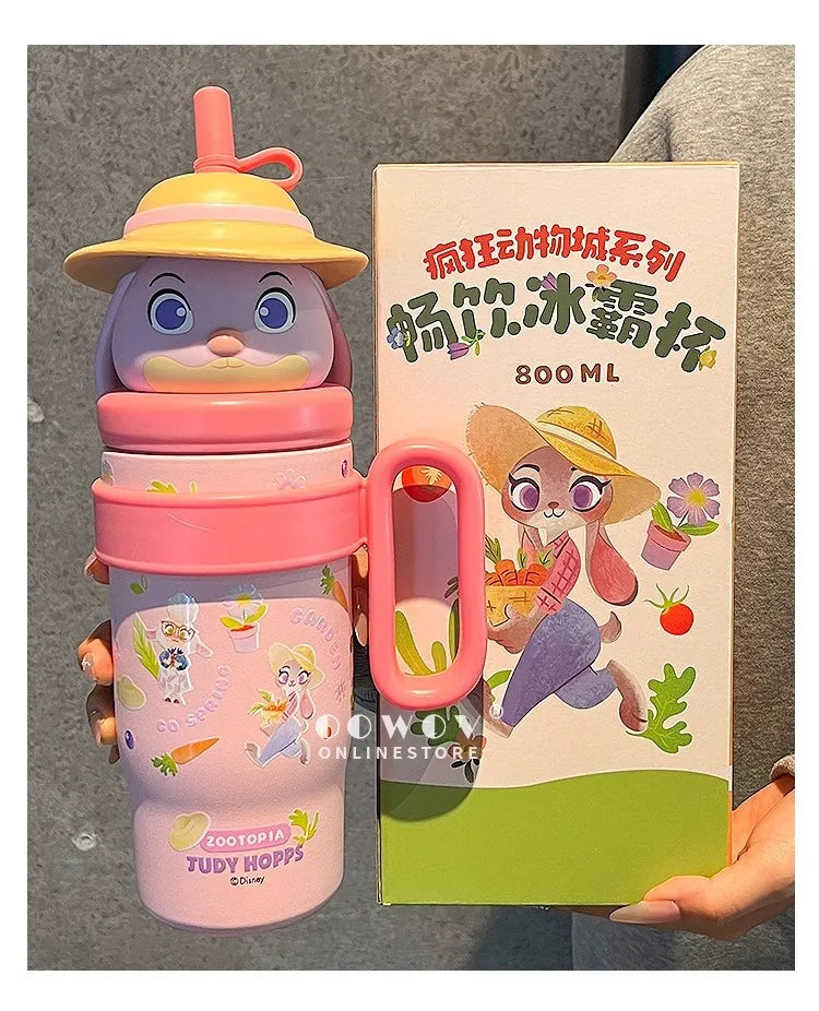 Adorable Animal Design Straw Tumbler, Leakproof Insulated Cup Student Gift