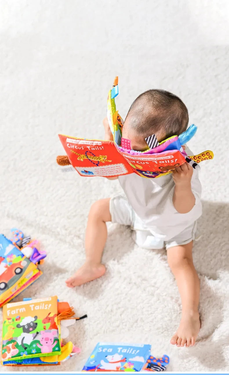 Montessori Education Baby Toys Busy Book Cartoon Animals Tail Interactive Parent-Child Fun Baby Cloth Book Baby Toys 0 6 Months