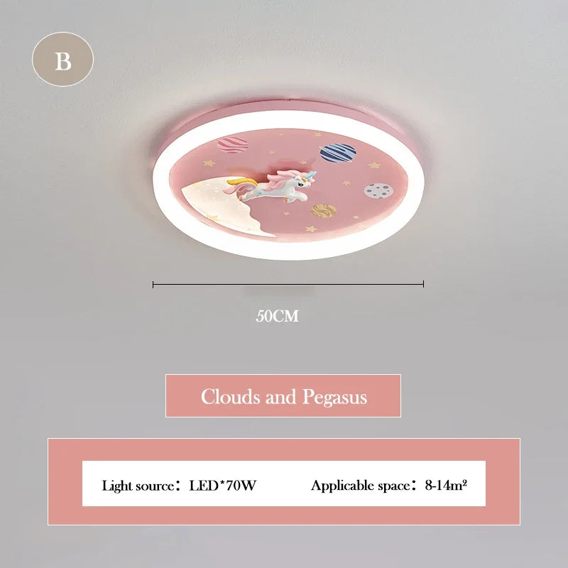 2026 Pink Rainbow Unicorn Light Princess Room Ceiling Lamps LED Warm Cute Nursery Children's Room Girl Bedroom Pegasus Ceiling L