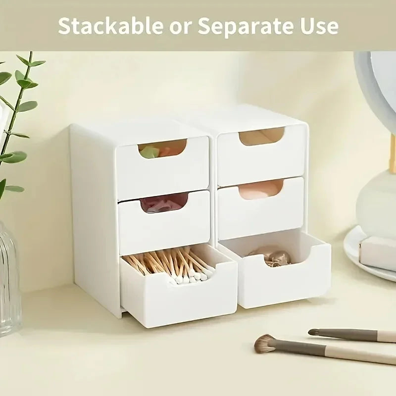 3-Tier Desk Organizer with Drawers - Ideal for Office Supplies, Jewelry & Cosmetics Storage - Portable Divider Box