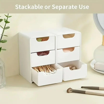3-Tier Desk Organizer with Drawers - Ideal for Office Supplies, Jewelry & Cosmetics Storage - Portable Divider Box